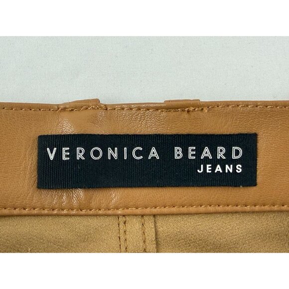 NWT Veronica Beard Carly Kick Flare Pants Vegan Leather in Camel Size 25 $348 - Picture 6 of 12